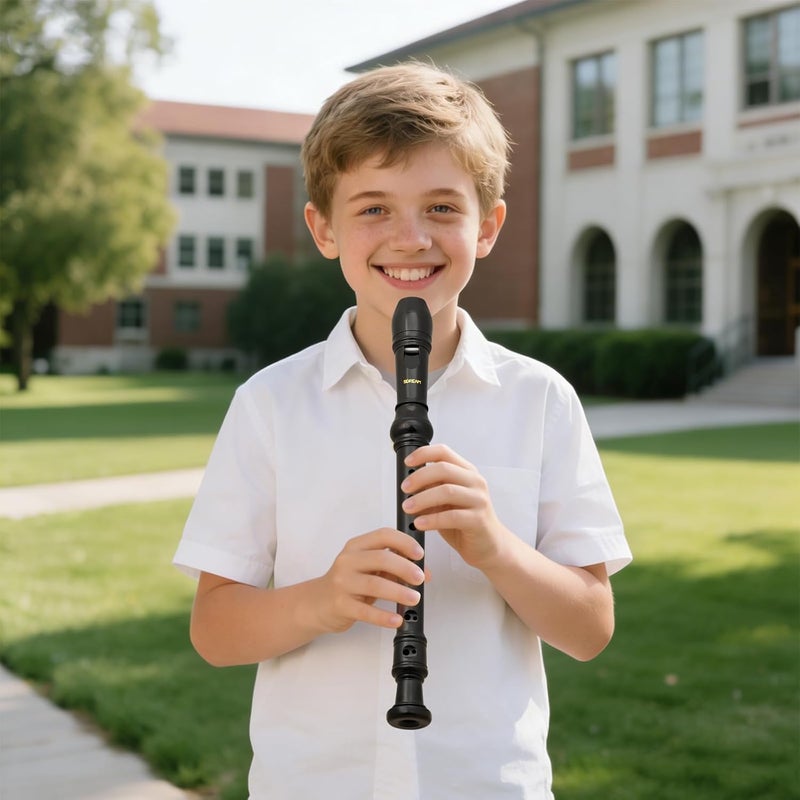 SDREAM Soprano Recorder Instrument For Kids - German Fingering 8 Hole Beginner Music Recorder Flute With Cleaning Rod, Leather Packaging & Fingering Chart - Image 2